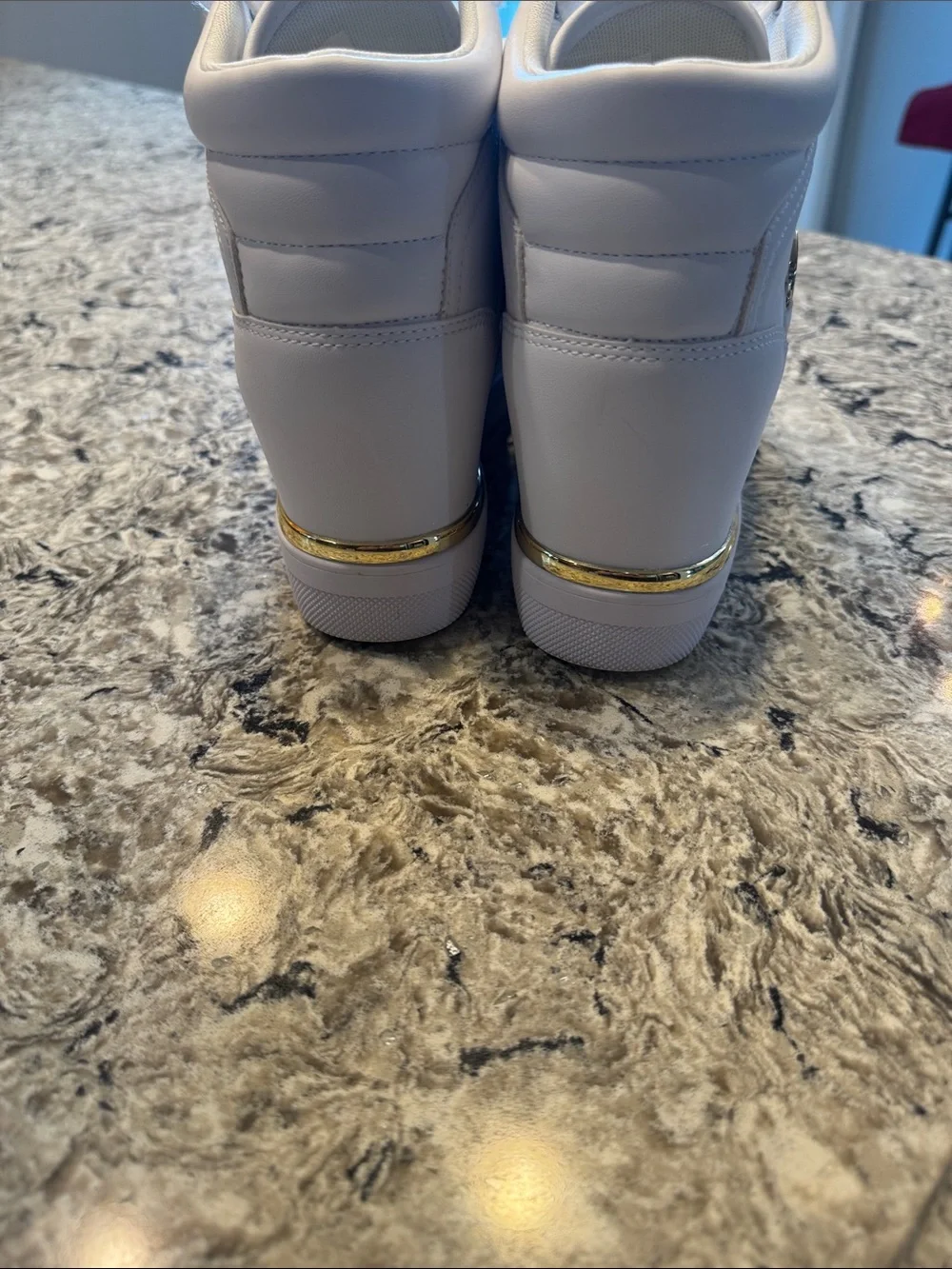 GBG Los Angeles White Quilted High-Top Sneakers with Gold G Accent